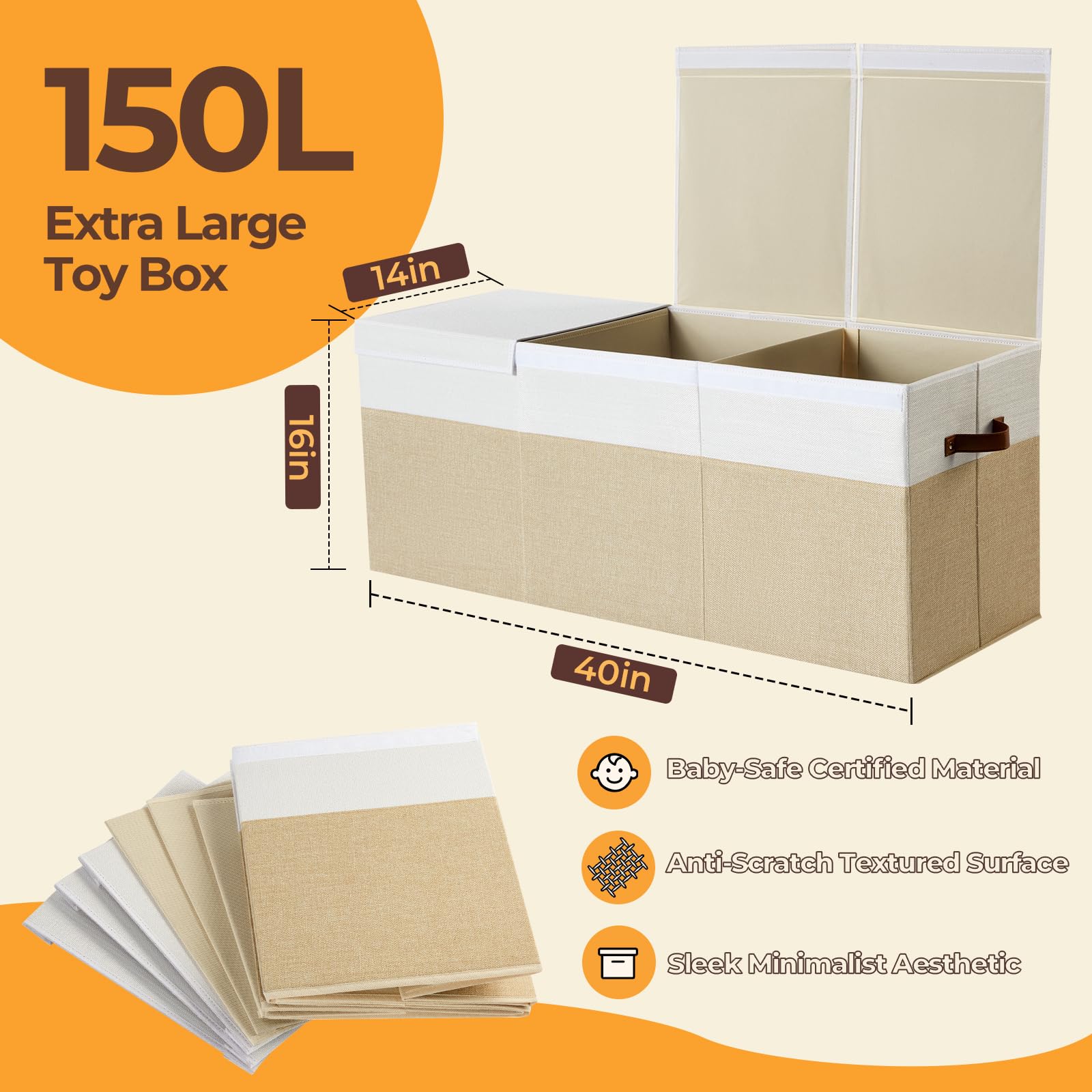 Uniency toy box lid with Velcro closure for quick access and secure sealing.