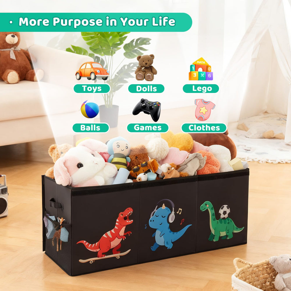 Uniency toy box side handles make transport simple and quick.