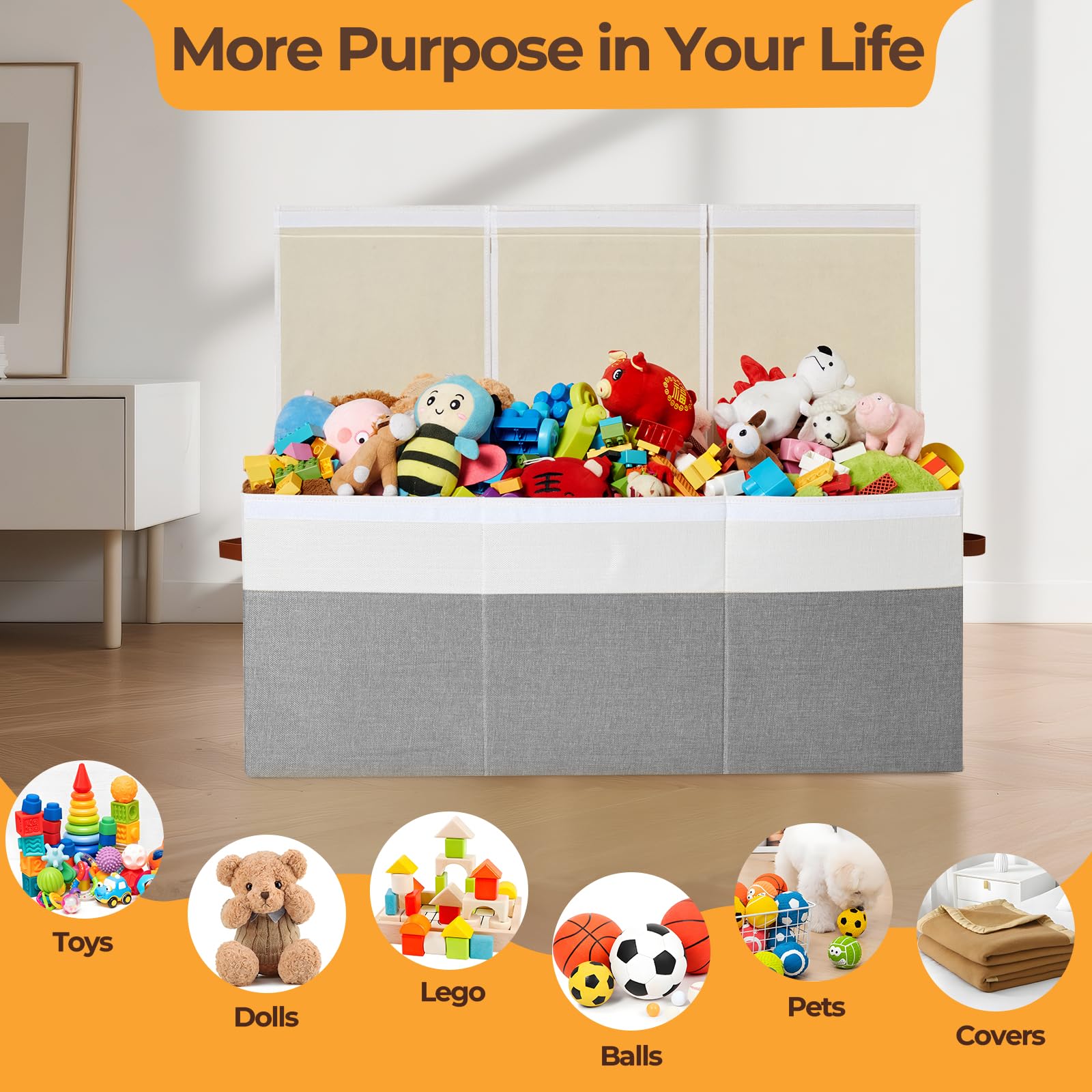 Uniency toy box reinforced side handles ease moving around the home.