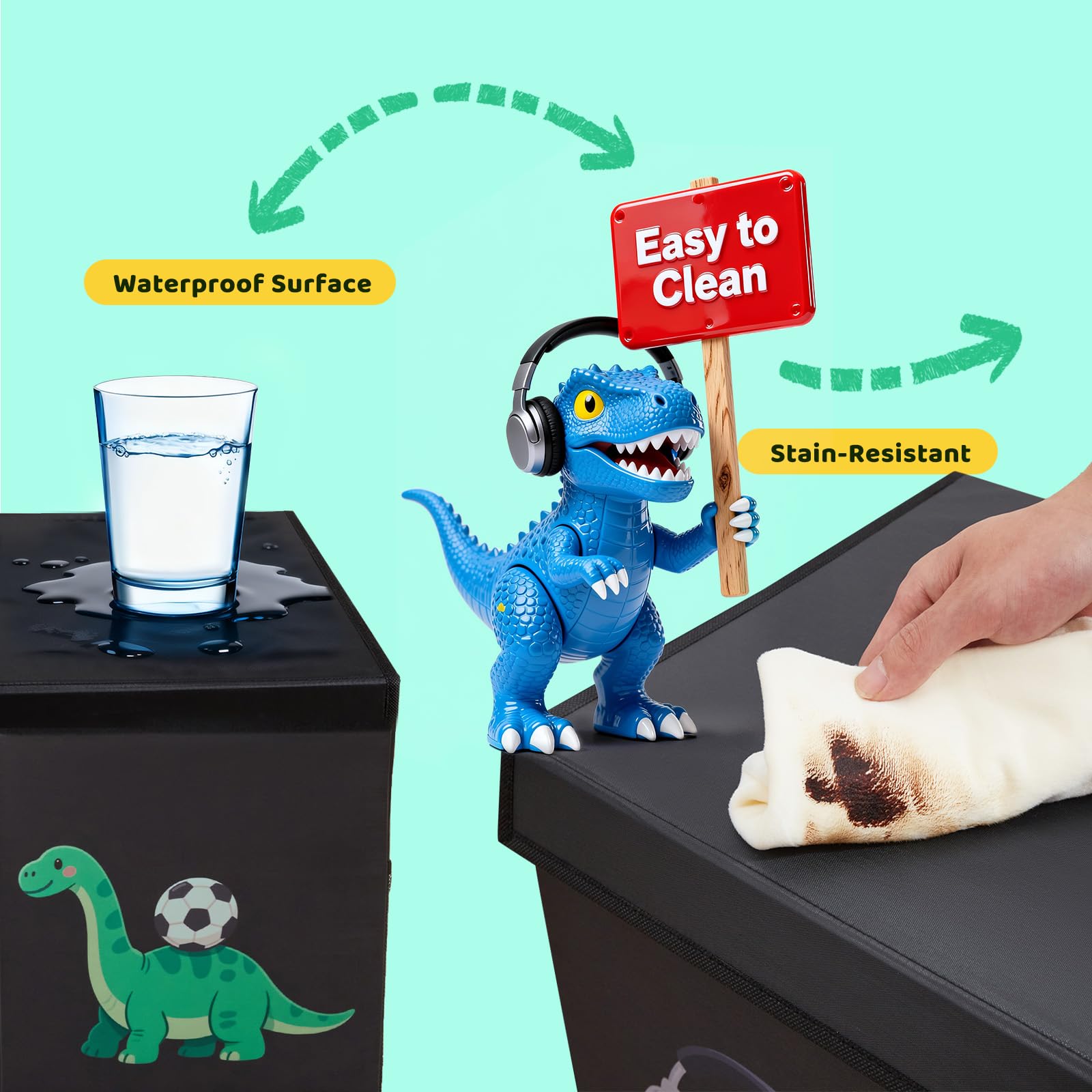 Uniency toy box with Velcro opening simplifies daily toy access.