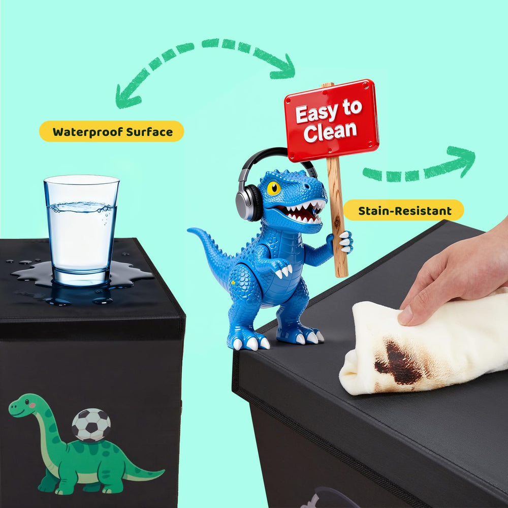 Uniency toy box with Velcro opening simplifies daily toy access.