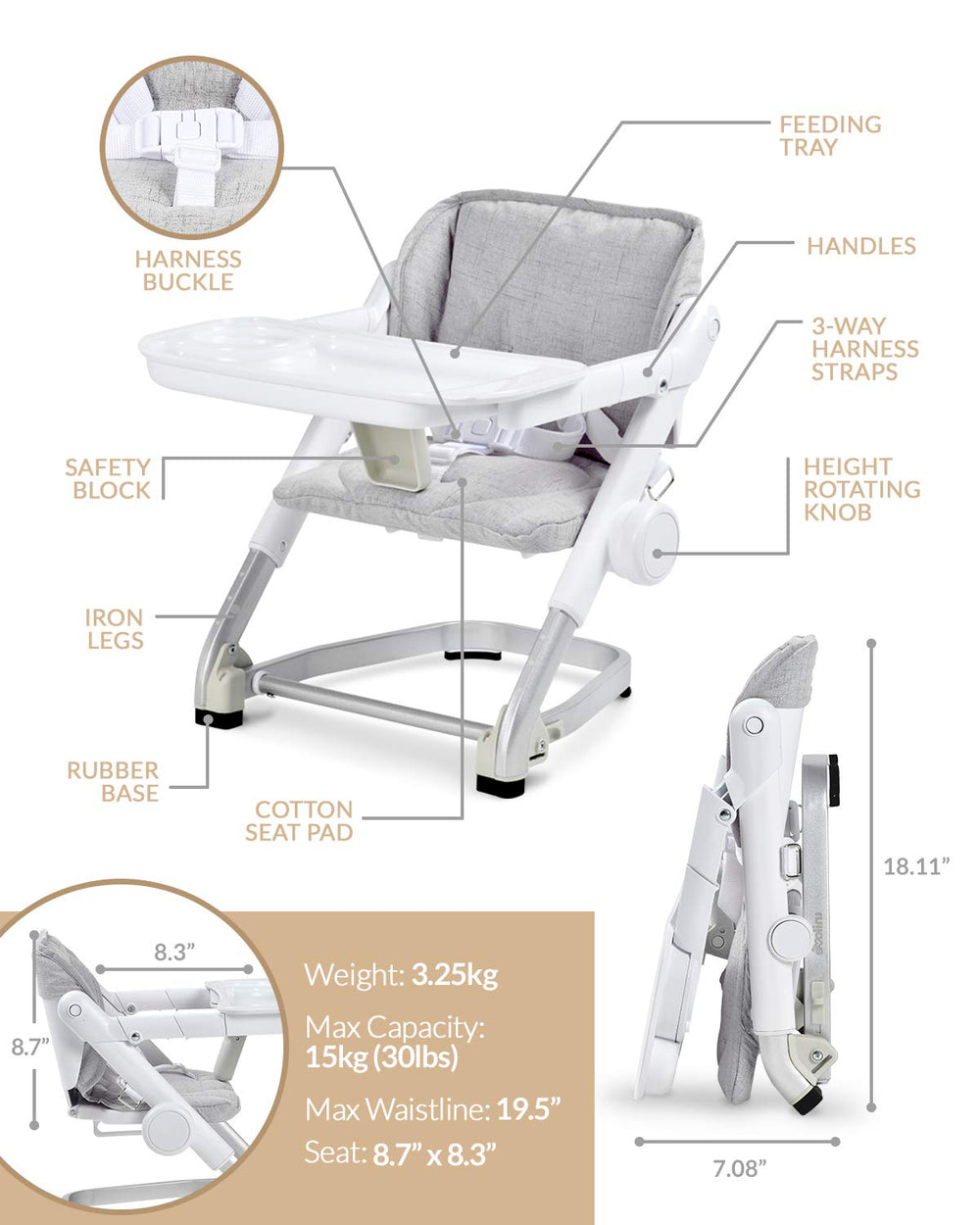 Unilove Feed Me at the dining table ready for flexible mealtimes on the go.