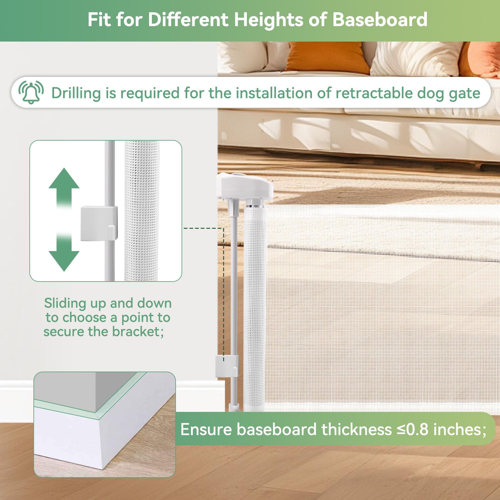 Unimaxlink wall-drilling-fit illustrates secure mounting on wood, cement, or gypsum.