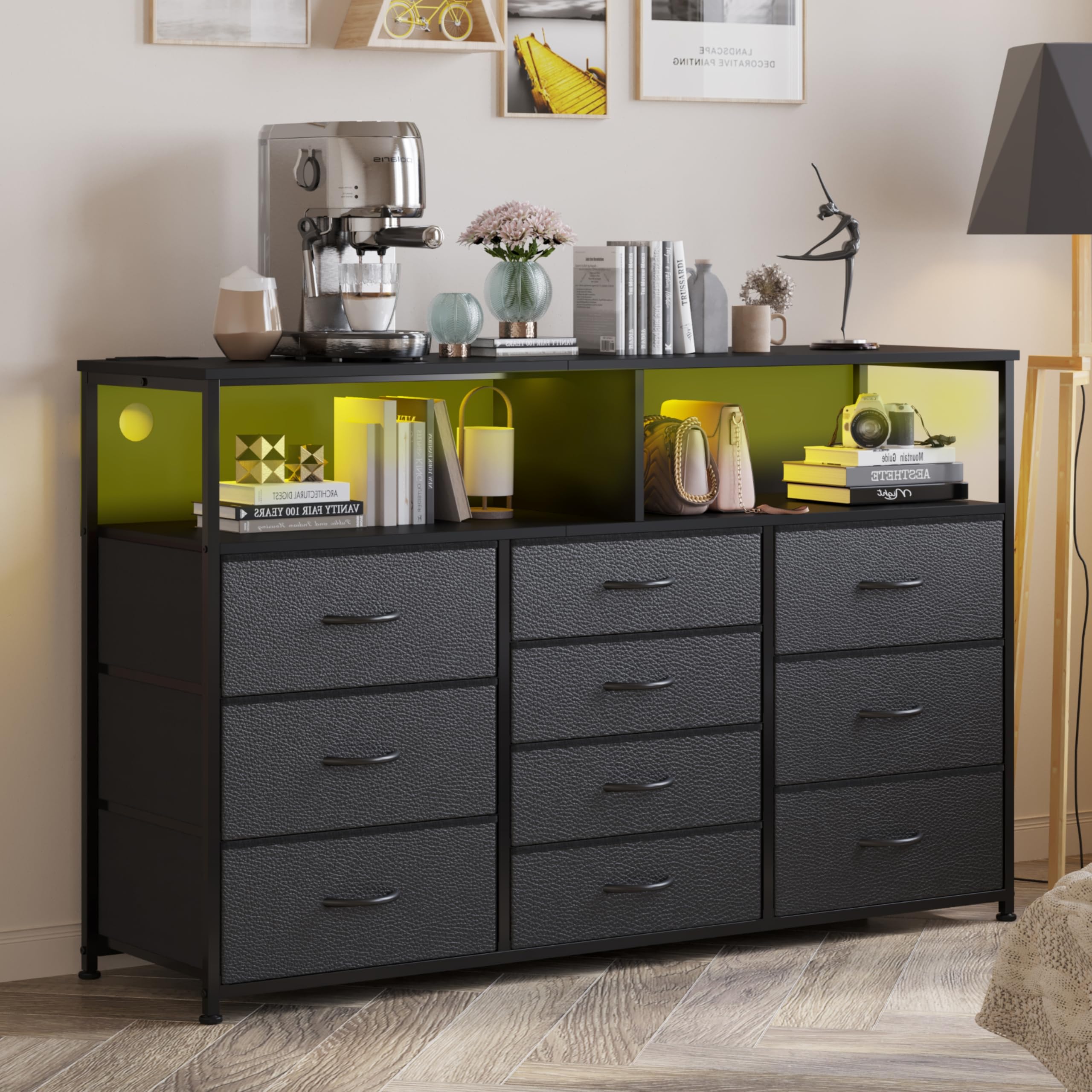 Unionly 55W dresser front view showing ample drawers for organized storage