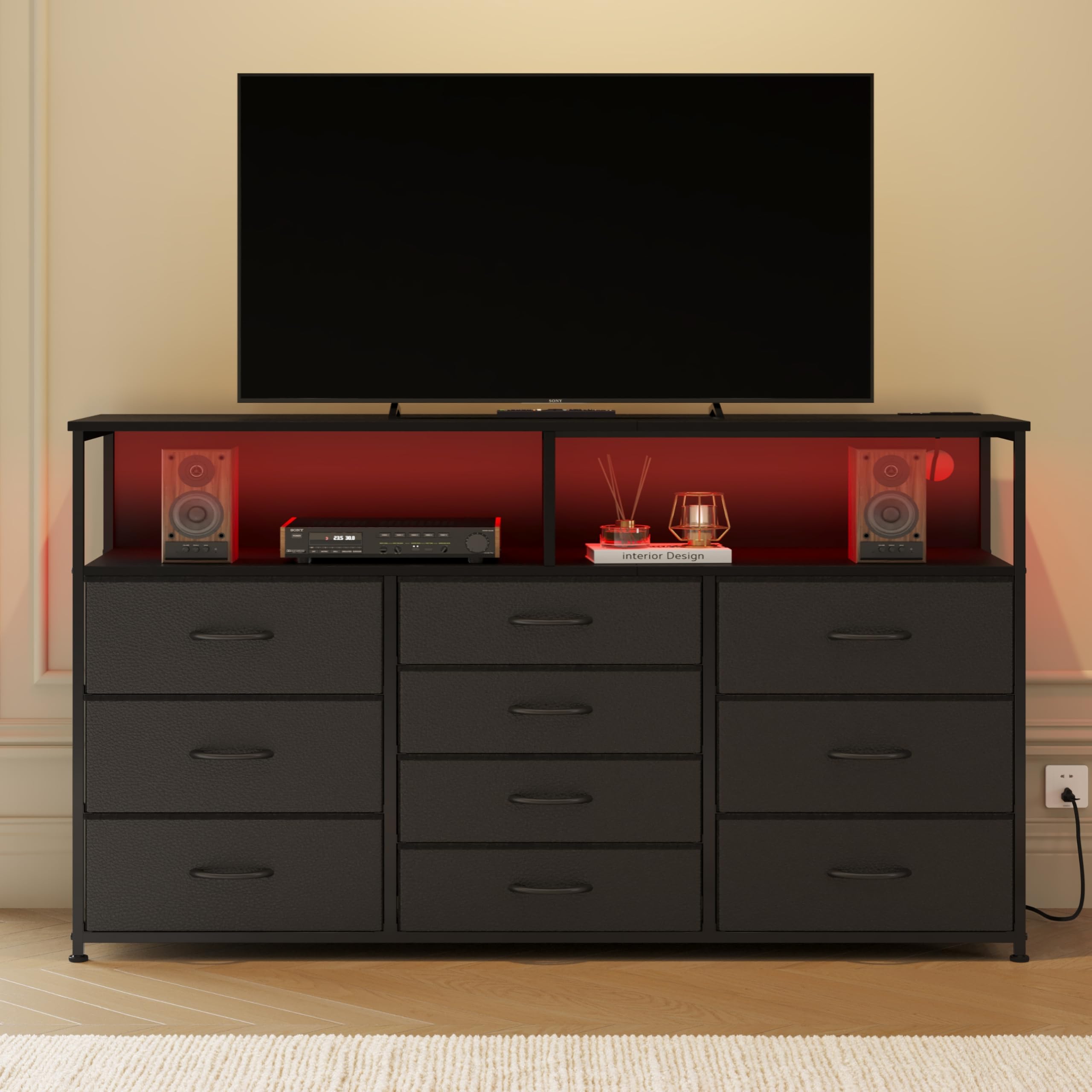 Unionly 55W dresser with LED ambient lighting for cozy mood