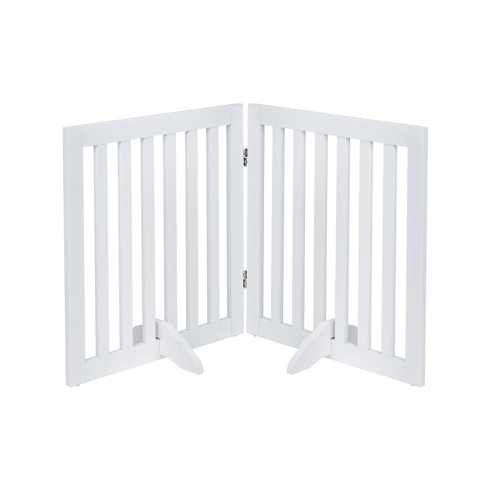 unipaws 24in free-standing pet gate in doorway offers easy, wall-safe containment.