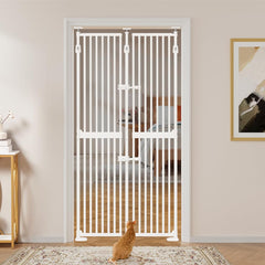 Unipaws 75in high gate front view for doorways, showcasing durable construction and cat safety.