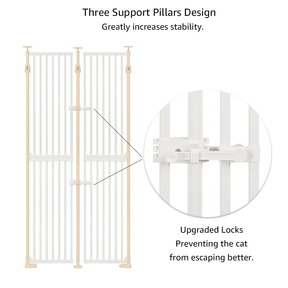 Unipaws 75in high gate three-pillars stability shot demonstrates boosted support.