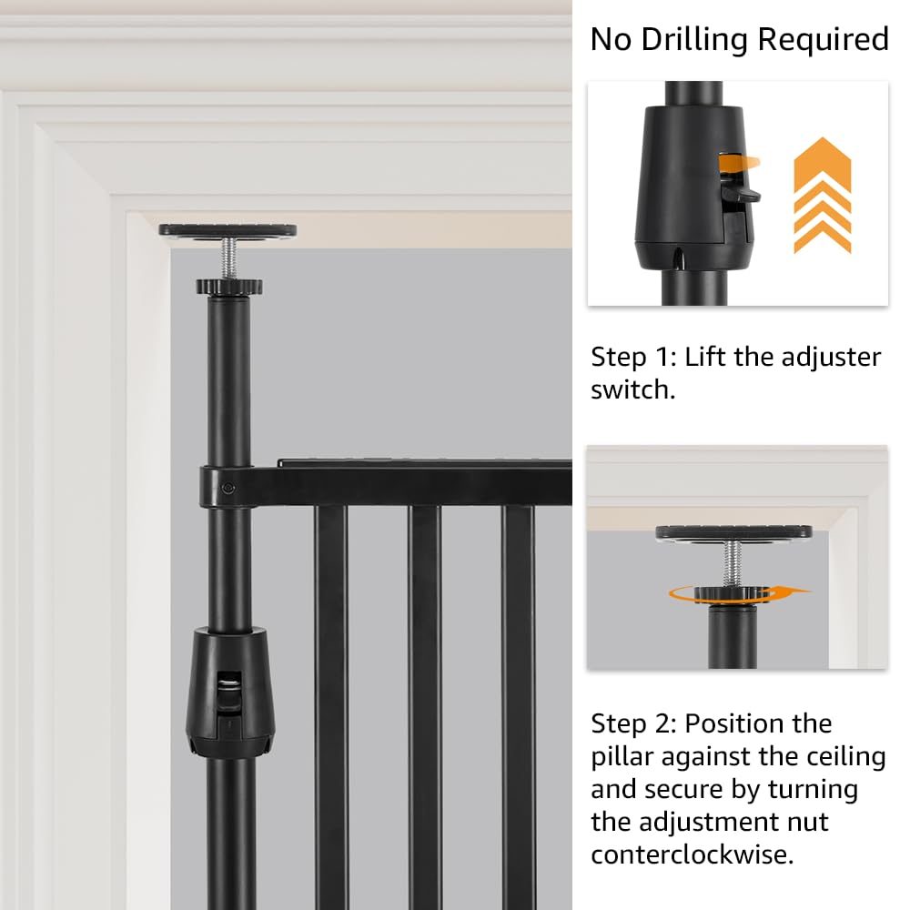 Unipaws cat gate in use shows one hand operation and two-way access
