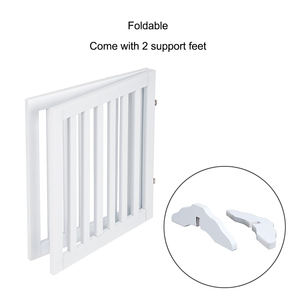 unipaws foldable pet gate stored easily under a bed or cabinet.