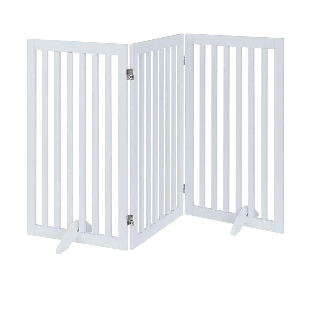 Unipaws free-standing pet gate in doorway provides easy room separation.
