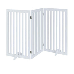 Unipaws free-standing pet gate in doorway provides easy room separation.