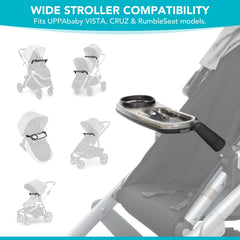 Uniquify Snack Tray cup holder accommodates various sippy cups and juice boxes for convenience.