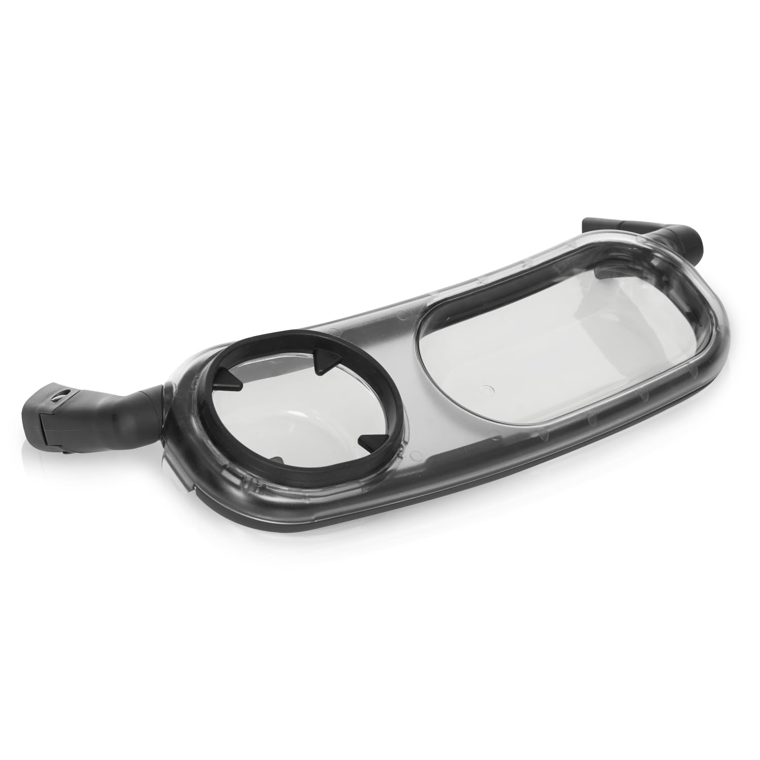 Uniquify Snack Tray attached to Uppababy VISTA enables easy snack access during strolls.