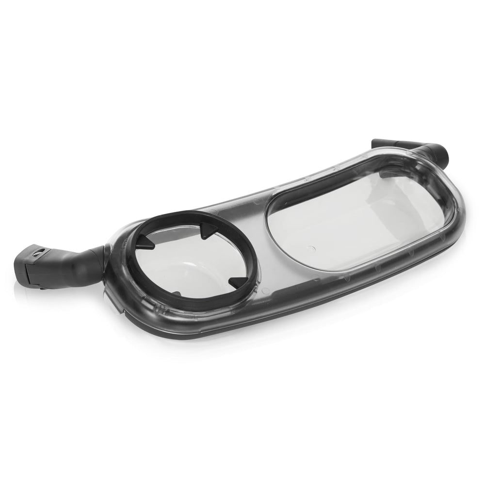 Uniquify Snack Tray attached to Uppababy VISTA enables easy snack access during strolls.