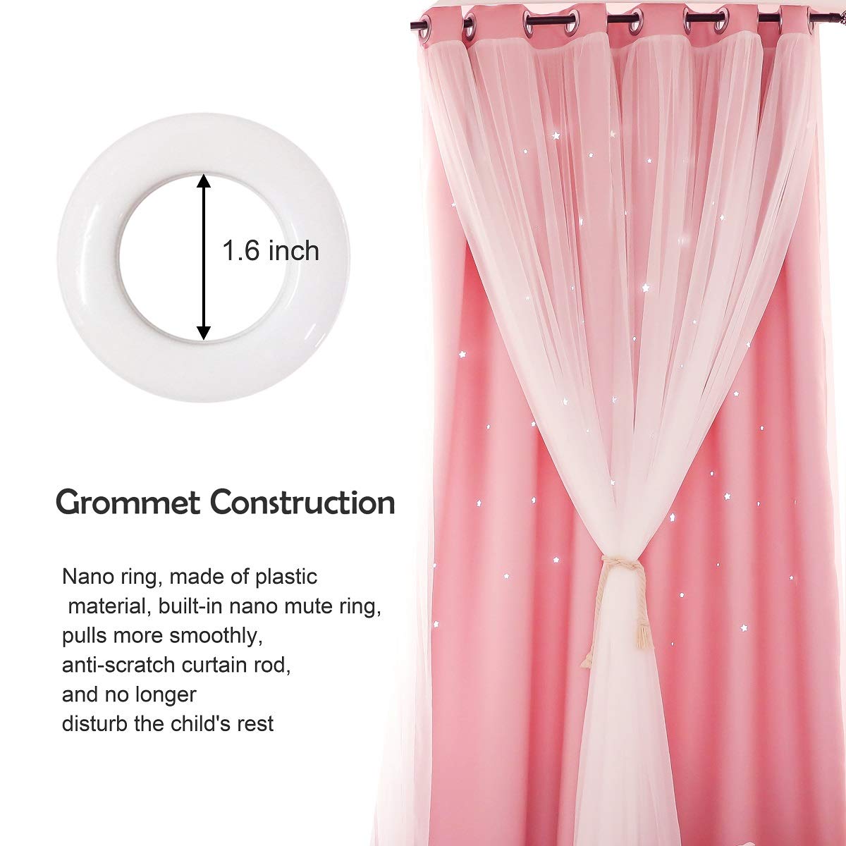 UNISTAR pink curtains create cozy bedroom ambience and soft drape.
