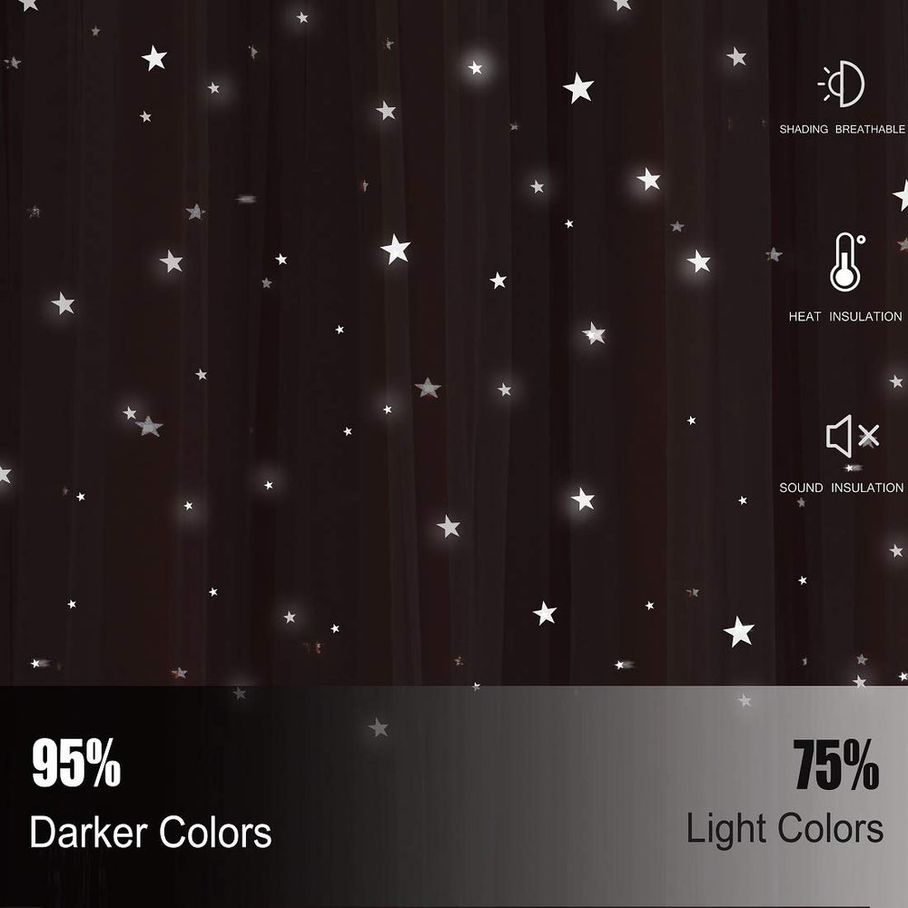 UNISTAR star-cutout pink curtain reveals whimsical kids' room decor.