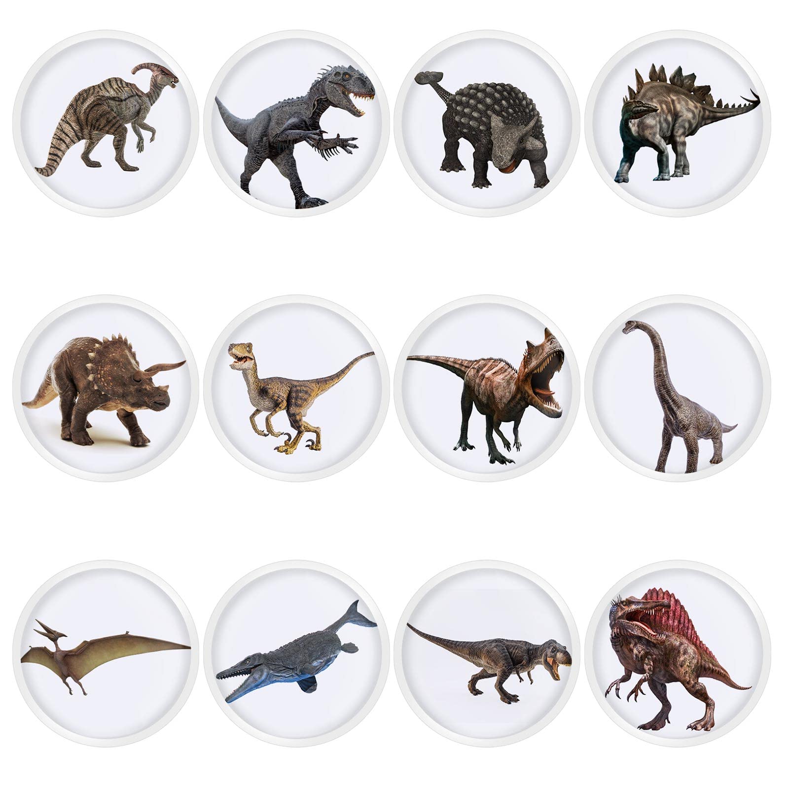 Unittype dinosaur knobs pack displays 12 playful patterns for furniture