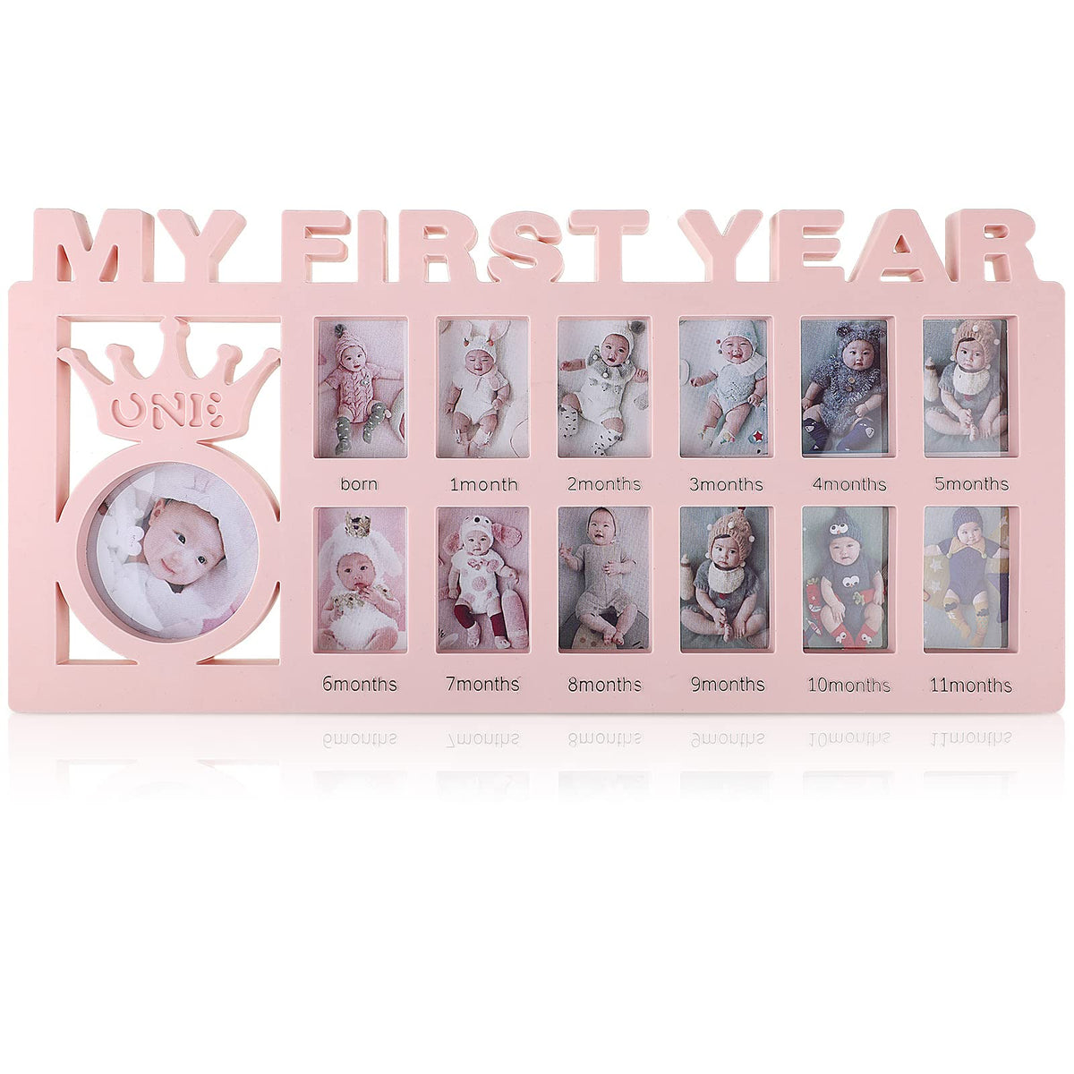 Unittype My First Year frame with crown design for nursery wall decor and milestone memories.