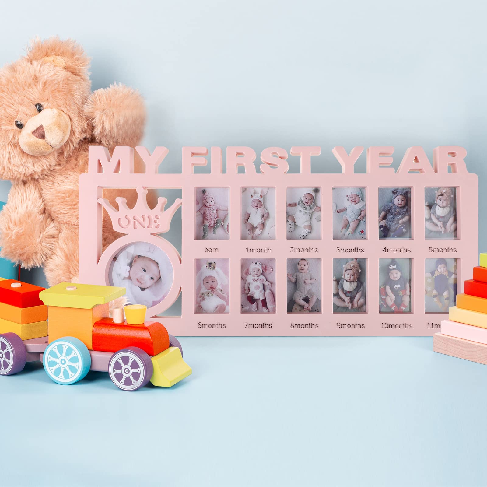 Unittype frame built with glass and plastic for durable, polished keepsake display.