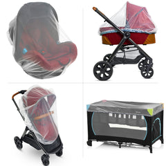 Universal Backpackers baby mosquito net with elastic drawstring around stroller for snug protection
