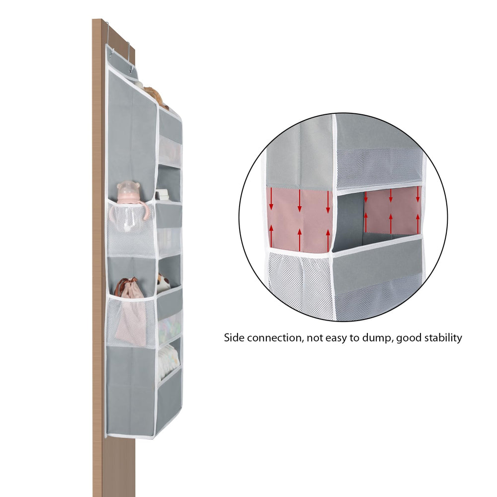 Univivi 4-Shelf Door Hanging Organizer side mesh pockets provide breathable storage.
