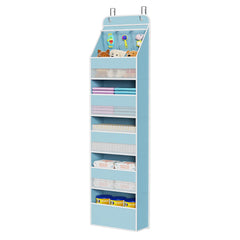 Univivi 6-Shelf Over Door Organizer blue front view for tidy baby essentials