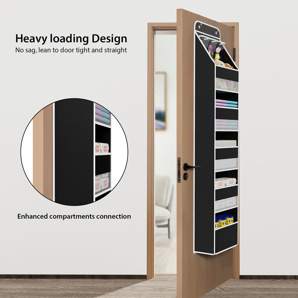 Univivi 6 shelf pocket organization shows tidy storage for bottles and toys