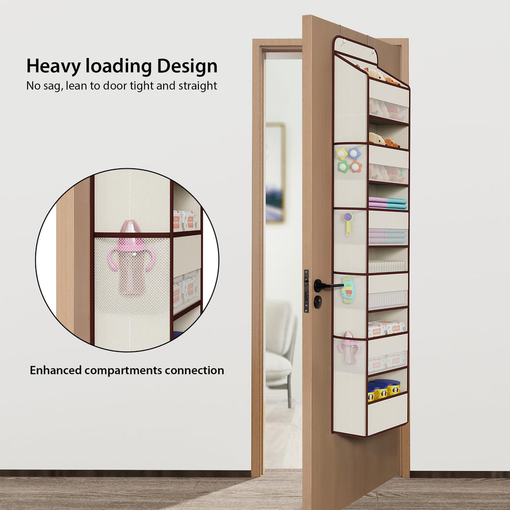 Univivi 6-tier organizer with mesh side pockets supports quick bottle access.