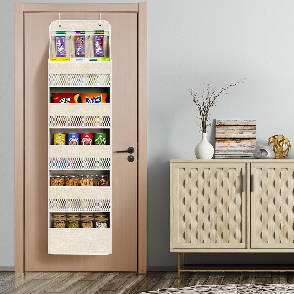 Univivi beige nursery organizer for clutter-free diaper stations and bottles.