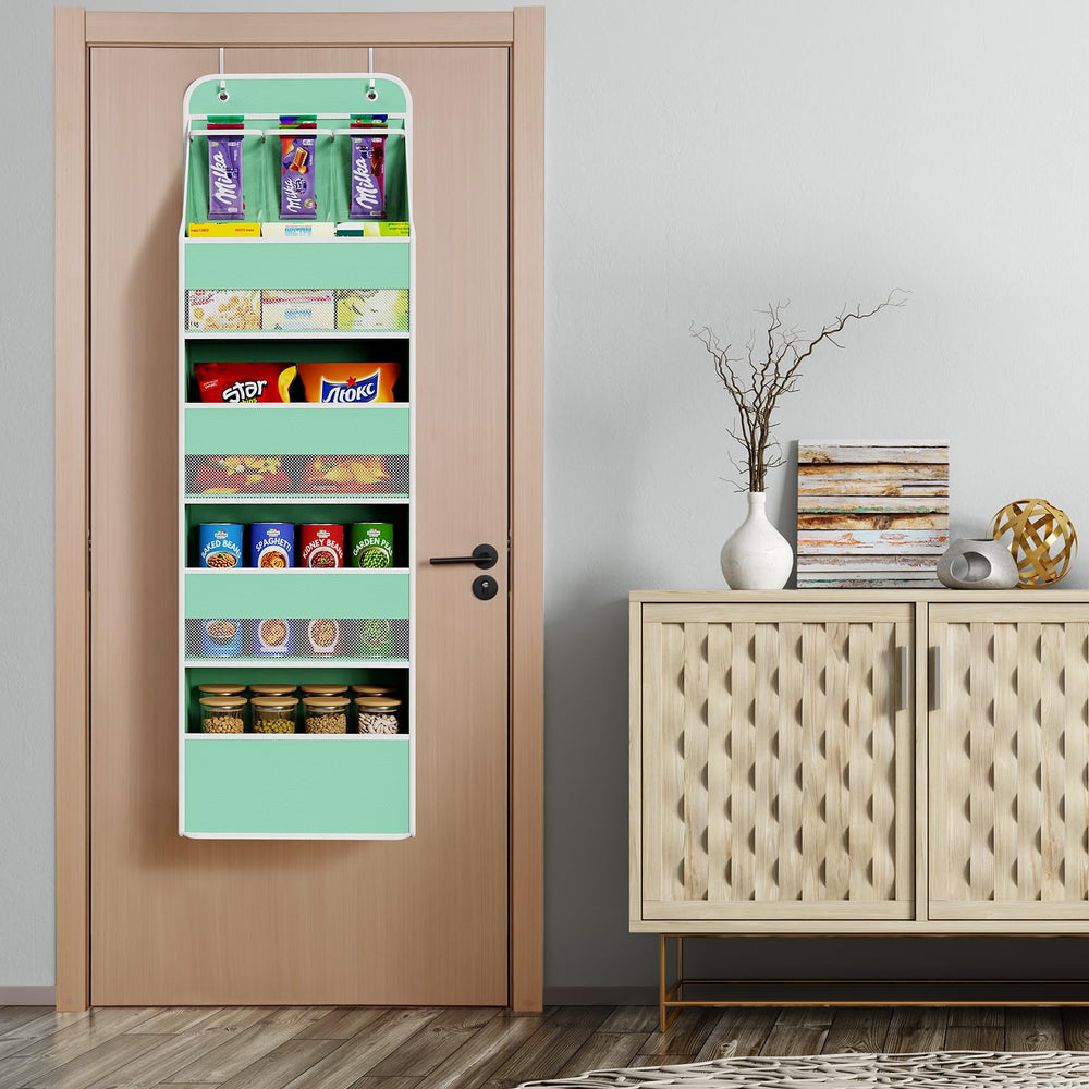 Univivi green door organizer saving space behind doors for daily use