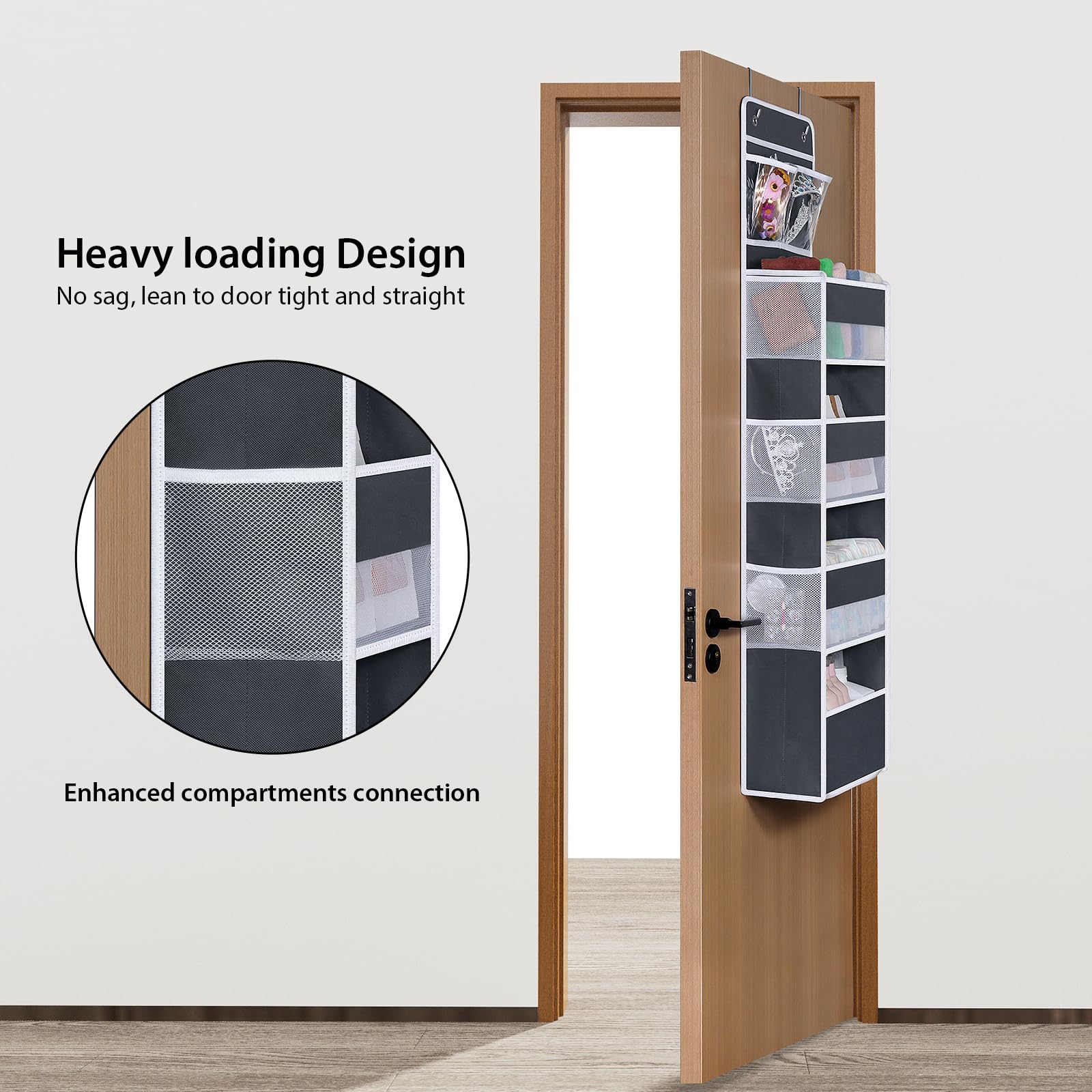 Univivi door-hanging organizer features 5 shelves for organized daily essentials.