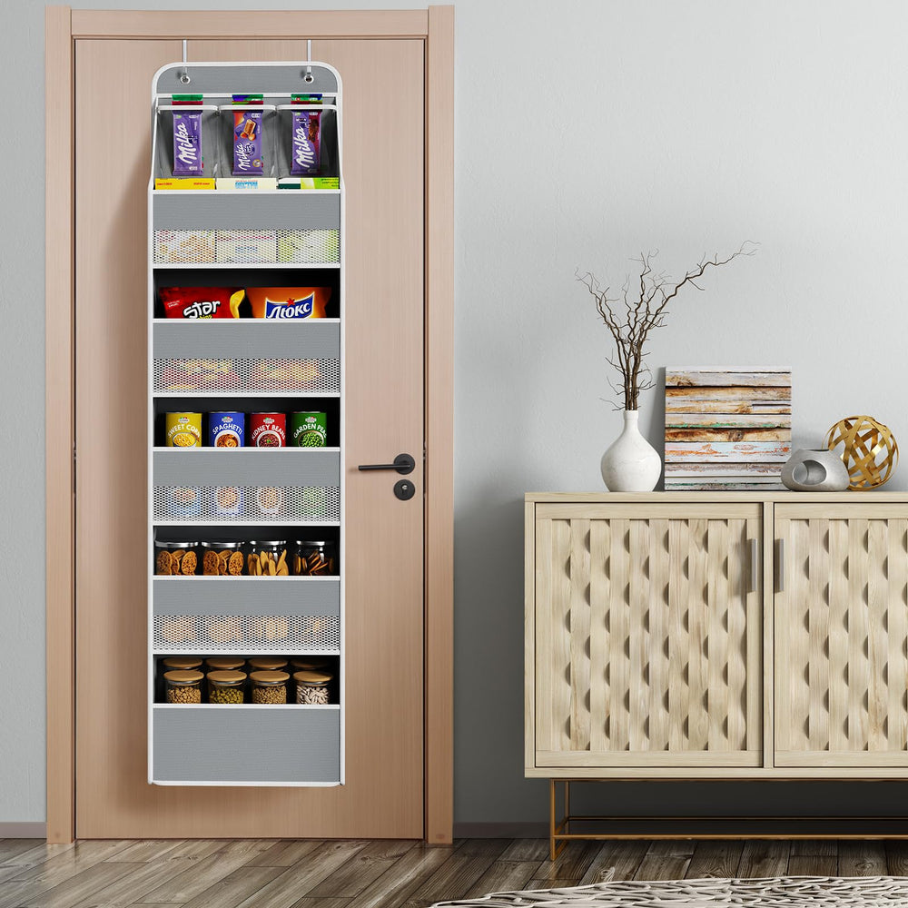 Univivi grey hanging storage ideal for nursery or bath clutter-free spaces.