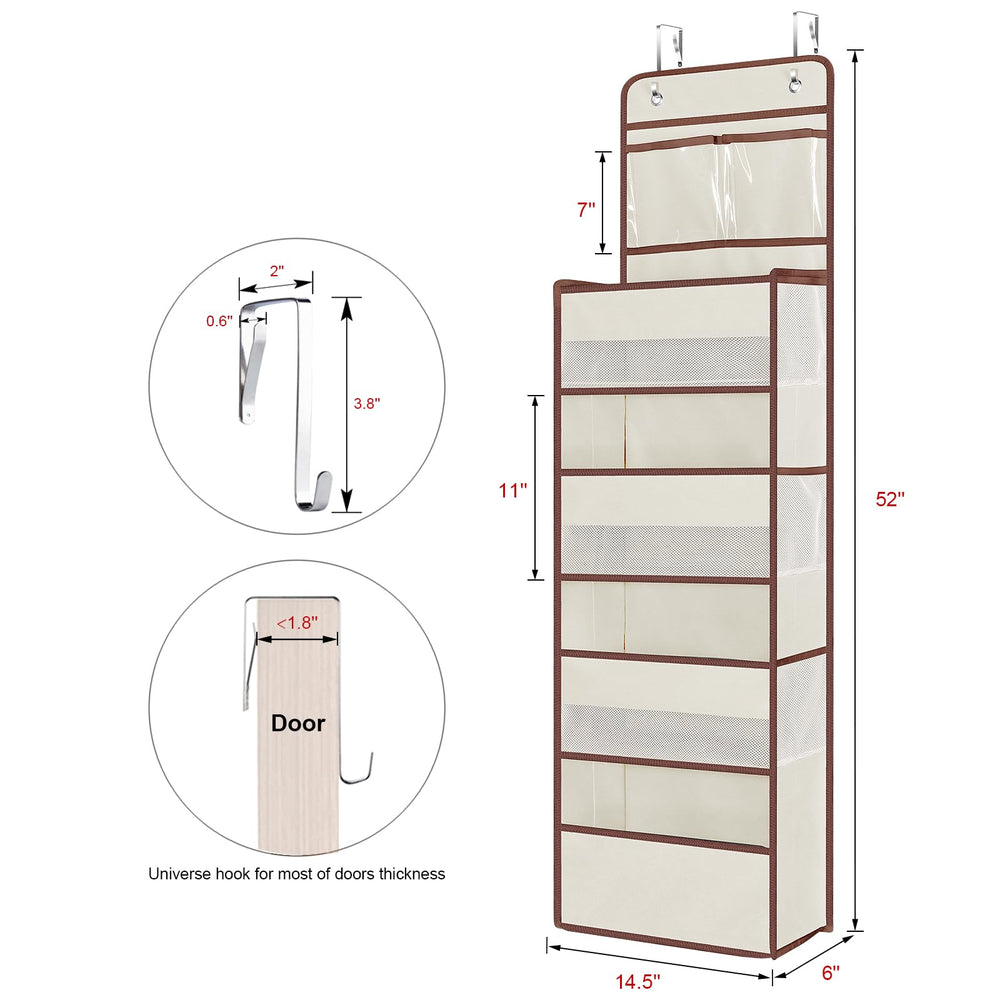 Univivi beige mounting hooks demonstrate universal fit for standard doors.