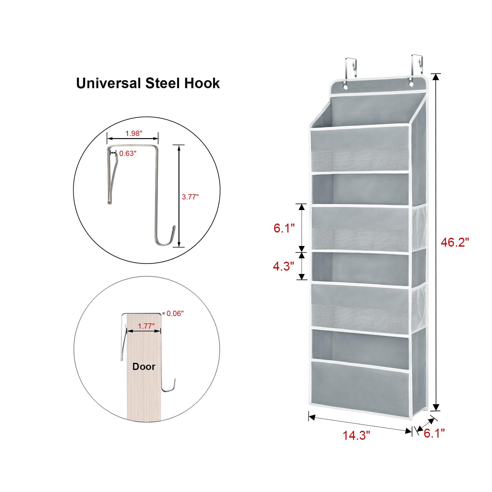 Univivi Door Organizer mesh windows close-up highlight see-through dry storage for toiletries.