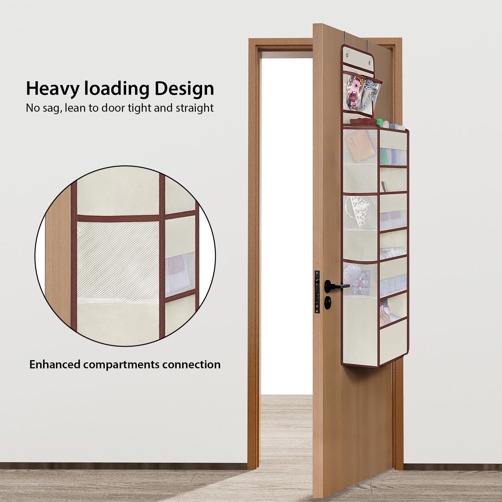 Univivi large compartments close-up reveal roomy space for bottles and lotions.