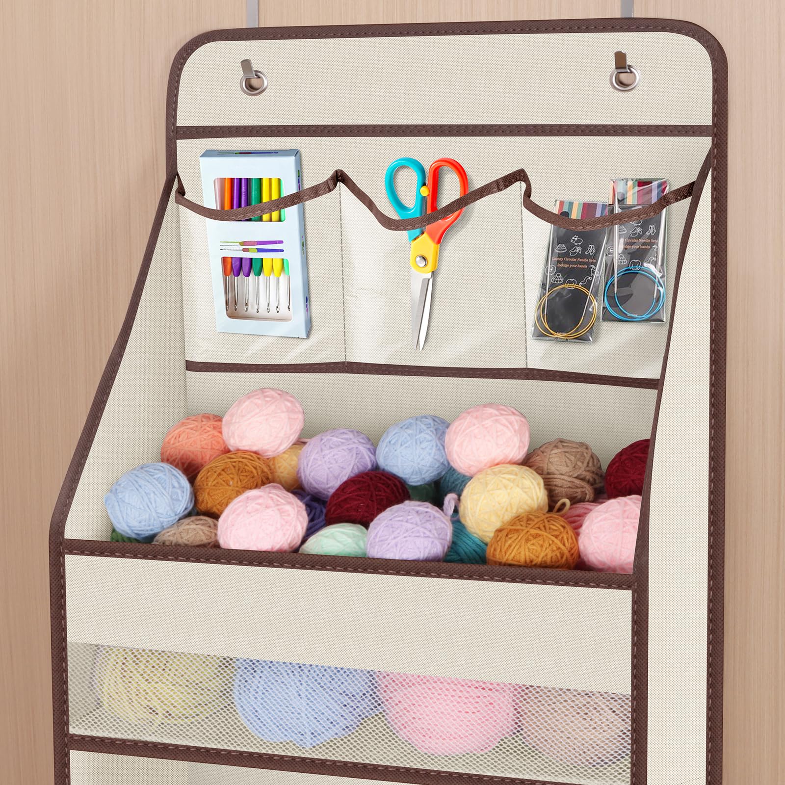Univivi organizer beige large pockets closeup reveals organized storage expansion