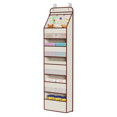 Univivi over-door organizer beige front view highlights accessible baby storage