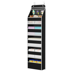 Univivi over door organizer black front view keeps baby items within reach
