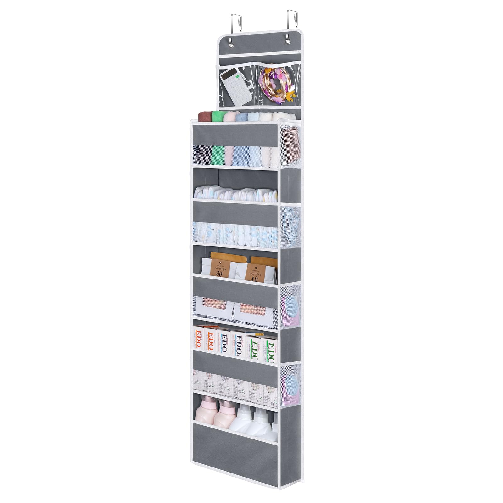 Univivi over door organizer front view showing space-saving design.