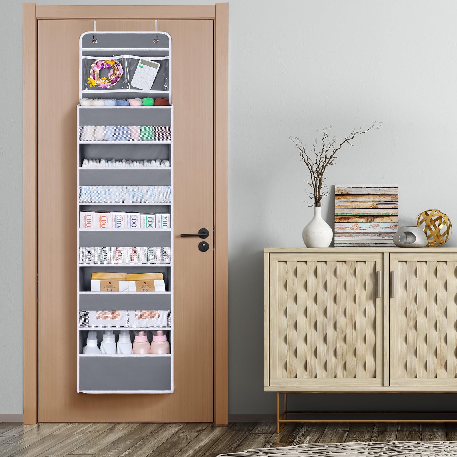 Univivi over door organizer in a dorm room illustrates versatile storage for essentials.
