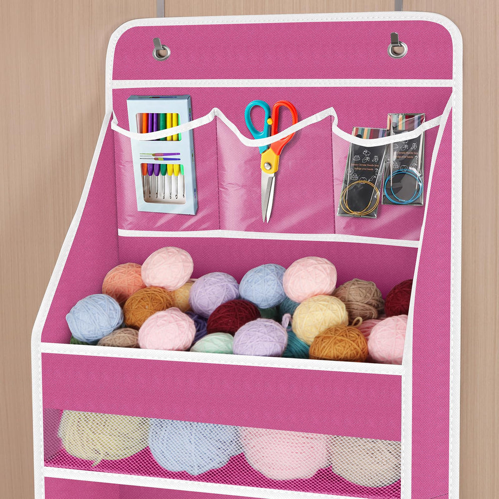 Univivi over-door organizer pink sturdy stitching supports heavy loading without losing shape.