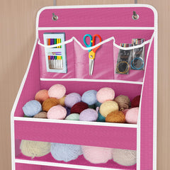 Univivi over-door organizer pink sturdy stitching supports heavy loading without losing shape.