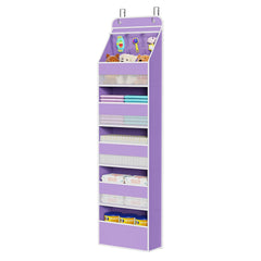 Univivi over door organizer purple front view—space-saving nursery storage for essentials.