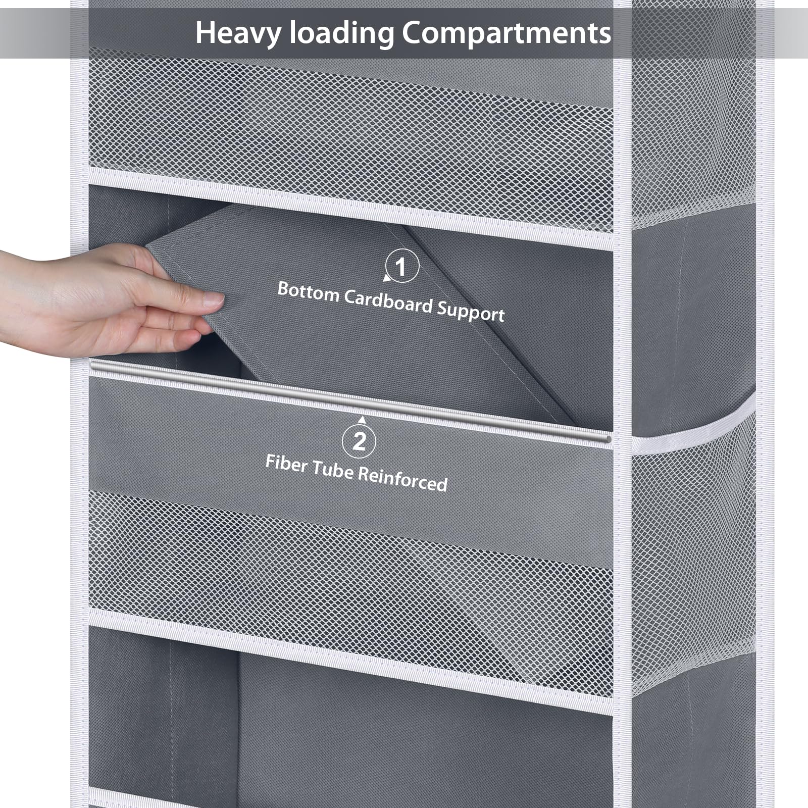Univivi over door organizer structure supports eight pockets for stable weight.
