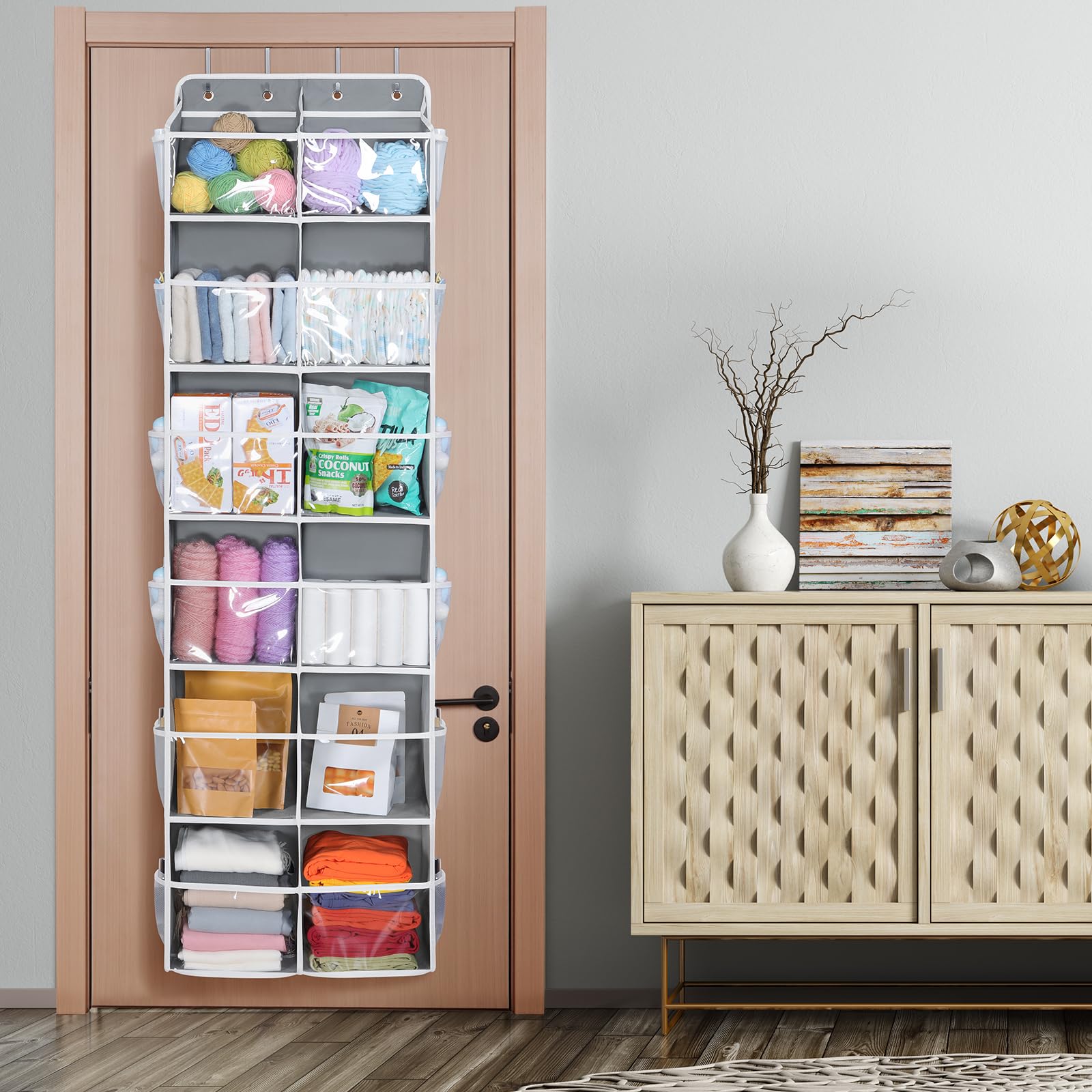 Univivi over-the-door organizer uses breathable fabric for safe storage.