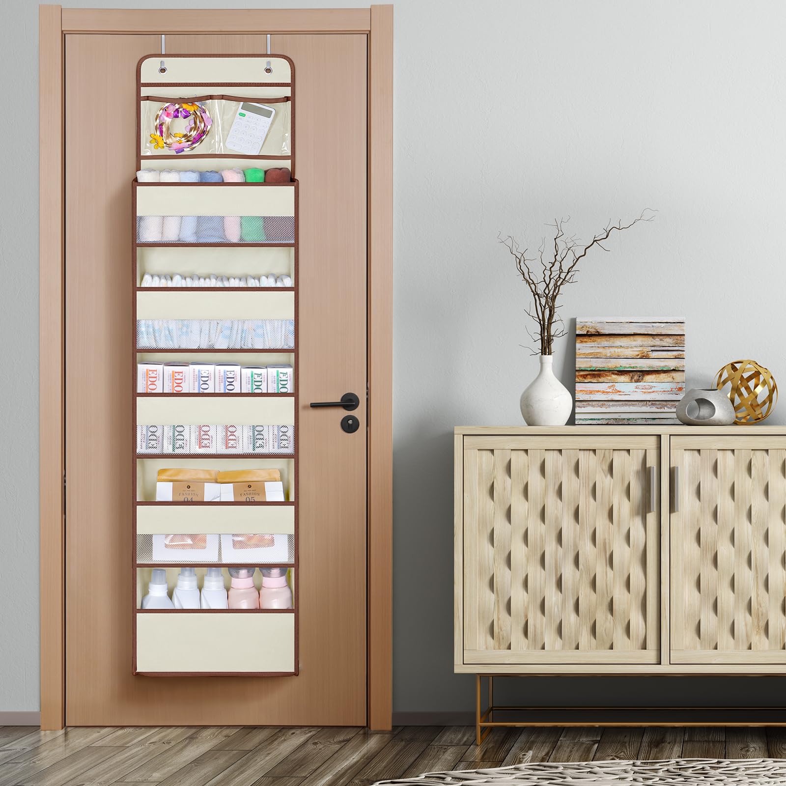 Univivi organizer in use storing cosmetics and baby essentials for tidy spaces.