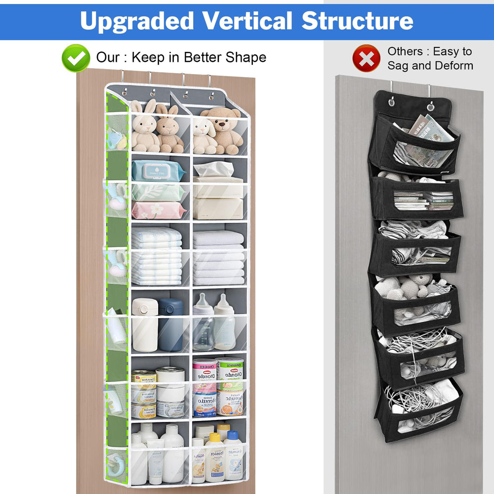 Univivi over-the-door organizer features reinforced bottom for sturdy load support.