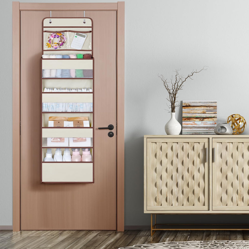 Univivi side pockets filled with cosmetics and small toys for easy access.