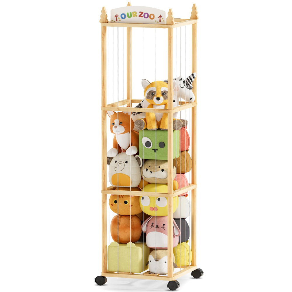 Unlumm stuffed animal storage organizer smooth pine wood surface easy to wipe clean